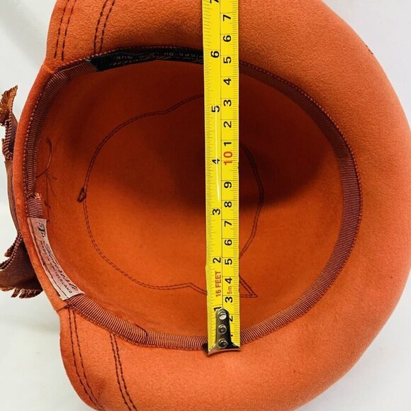 Vintage 50s 60s Felt Hat Womens Touriste Made In Switzerland Handmade Orange - Picture 11 of 14